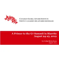A Primer to the G7 Summit in Biarritz August 24-25, 2019