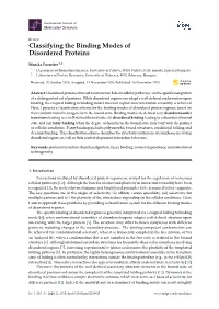 Classifying the Binding Modes of Disordered Proteins