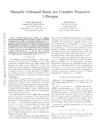 Mutually Unbiased Bases Are Complex Projective 2-Designs