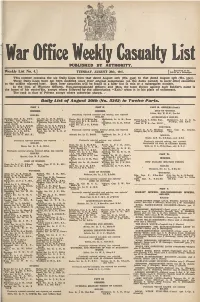 PUBLISHED by AUTHORITY. Daily List of August 20Th {No. 5342) in Twelve Parts