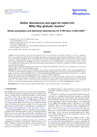 Stellar Abundances and Ages for Metal-Rich Milky Way Globular Clusters Stellar Parameters and Elemental Abundances for 9 HB Stars in NGC 6352