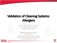 Validation of Cleaning Systems: Allergens, Melanie Downs, 2015