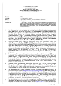 CMRL/PHASE II/CORRIDOR 4/C4-ECV-02 International Open Competitive Tender