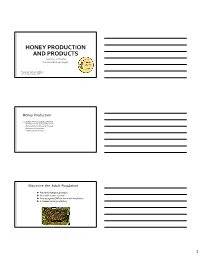 HONEY PRODUCTION and PRODUCTS Apprentice Level Training Texas Master Beekeeper Program