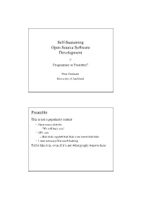 Sustainable Open Source Software Development