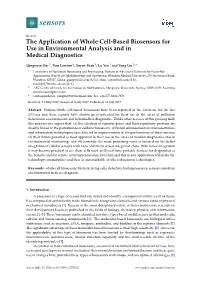The Application of Whole Cell-Based Biosensors for Use in Environmental Analysis and in Medical Diagnostics