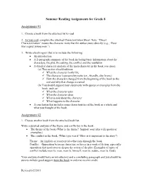 8Th Grade Summer Reading Assignments