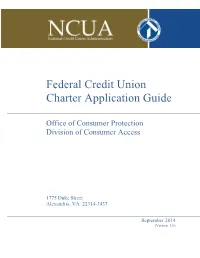Federal Credit Union Charter Application Guide