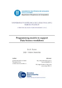 Programming Models to Support Data Science Workflows