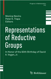 Representations of Reductive Groups in Honor of the 60Th Birthday of David A