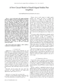 A New Circuit Model of Small-Signal Sziklai Pair Amplifier