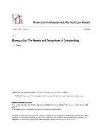 Buying a Lie: the Harms and Deceptions of Ghostwriting