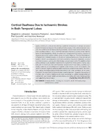 Cortical Deafness Due to Ischaemic Strokes in Both Temporal Lobes