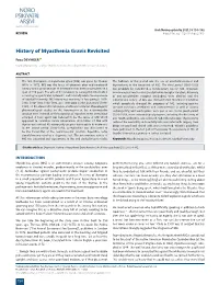 History of Myasthenia Gravis Revisited