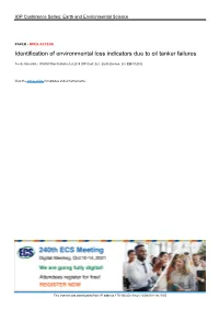 Identification of Environmental Loss Indicators Due to Oil Tanker Failures