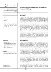 Poultry Egg Incubation: Integrating and Optimizing Special Issue 2 Incubation / 001-016 Production Efficiency Review