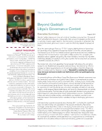 Beyond Gaddafi: Libya's Governance Context