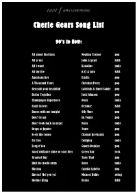 Cherie Gears Song List