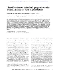 Identification of Hair Shaft Progenitors That Create a Niche for Hair Pigmentation