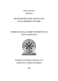 Master of Science PHYSICS PROGRAM