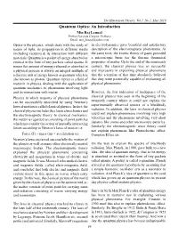 Quantum Optics: an Introduction