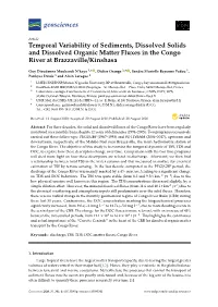 Temporal Variability of Sediments, Dissolved Solids and Dissolved Organic Matter Fluxes in the Congo River at Brazzaville/Kinshasa