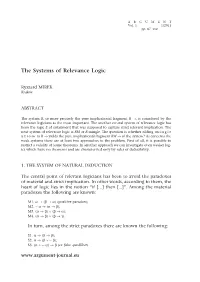 The Systems of Relevance Logic