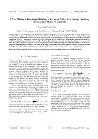 A New Method to Investigate Rheology of Zechstein Salt at Rest Through Inverting the Sinking of Stringer Fragments
