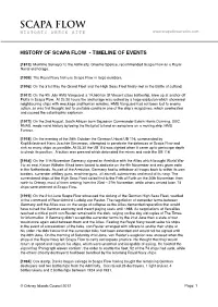 History of Scapa Flow - Timeline of Events