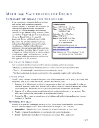 Math 109: Mathematics for Design
