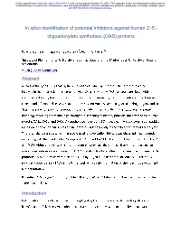 Oligoadenylate Synthetase (OAS) Proteins