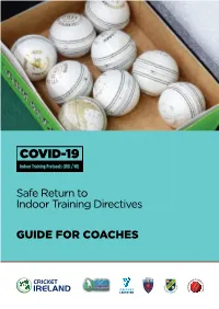 Safe Return to Indoor Training Directives GUIDE for COACHES