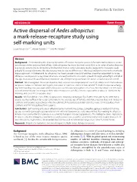 Aedes Albopictus: a Mark‑Release‑Recapture Study Using Self‑Marking Units Laura Vavassori1,2*, Adam Saddler1,2,3 and Pie Müller1,2