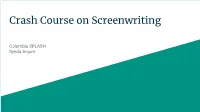 Crash Course on Screenwriting