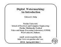 Digital Watermarking: an Introduction