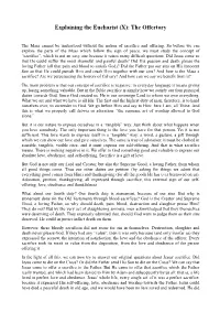 Explaining the Eucharist (X): the Offertory