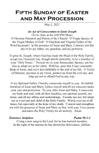 Fifth Sunday of Easter and May Procession May 2, 2021