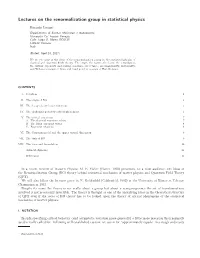 Lectures on the Renormalization Group in Statistical Physics