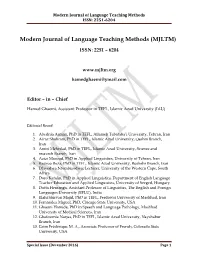 Modern Journal of Language Teaching Methods (MJLTM)