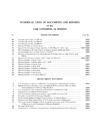 NUMERICAL LISTS of DOCUMENTS and REPORTS of the 114Th CONGRESS, 2D SESSION