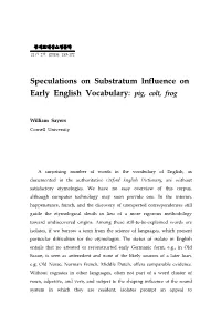 Speculations on Substratum Influence on Early English Vocabulary: Pig, Colt, Frog