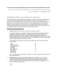 A Process for Assessing and Prioritzing Species Conservaton Needs: Going Beyond the Red List
