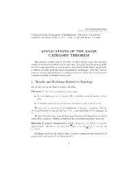 Applications of the Baire Category Theorem to Three Topics