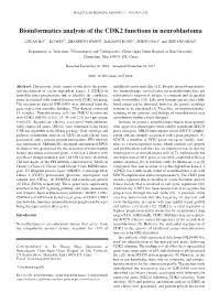 Bioinformatics Analysis of the CDK2 Functions in Neuroblastoma