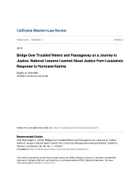 Bridge Over Troubled Waters and Passageway on a Journey to Justice: National Lessons Learned About Justice from Louisiana's Response to Hurricane Katrina