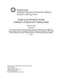 Guide to the Ronald S. Korda Collection of Sports and Trading Cards