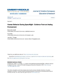 Human Behavior During Spaceflight - Videncee from an Analog Environment