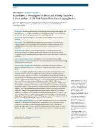 Shared Neural Phenotypes for Mood and Anxiety Disorders a Meta-Analysis of 226 Task-Related Functional Imaging Studies