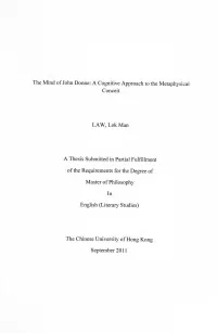 The Mind of John Donne: a Cognitive Approach to the Metaphysical Conceit