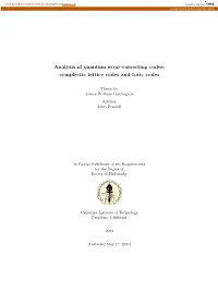 Analysis of Quantum Error-Correcting Codes: Symplectic Lattice Codes and Toric Codes